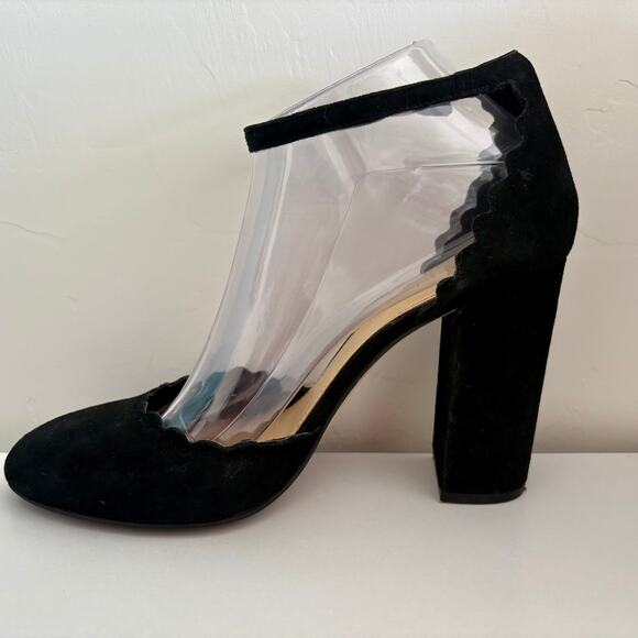 Marc Fisher Sahar d'Orsay Suede Scalloped Pumps Ankle Strap - Picture 3 of 10